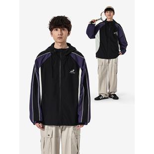 运动休闲宽松外套 复古撞色拼接连帽夹克男女秋季 YOKE STUDIO美式