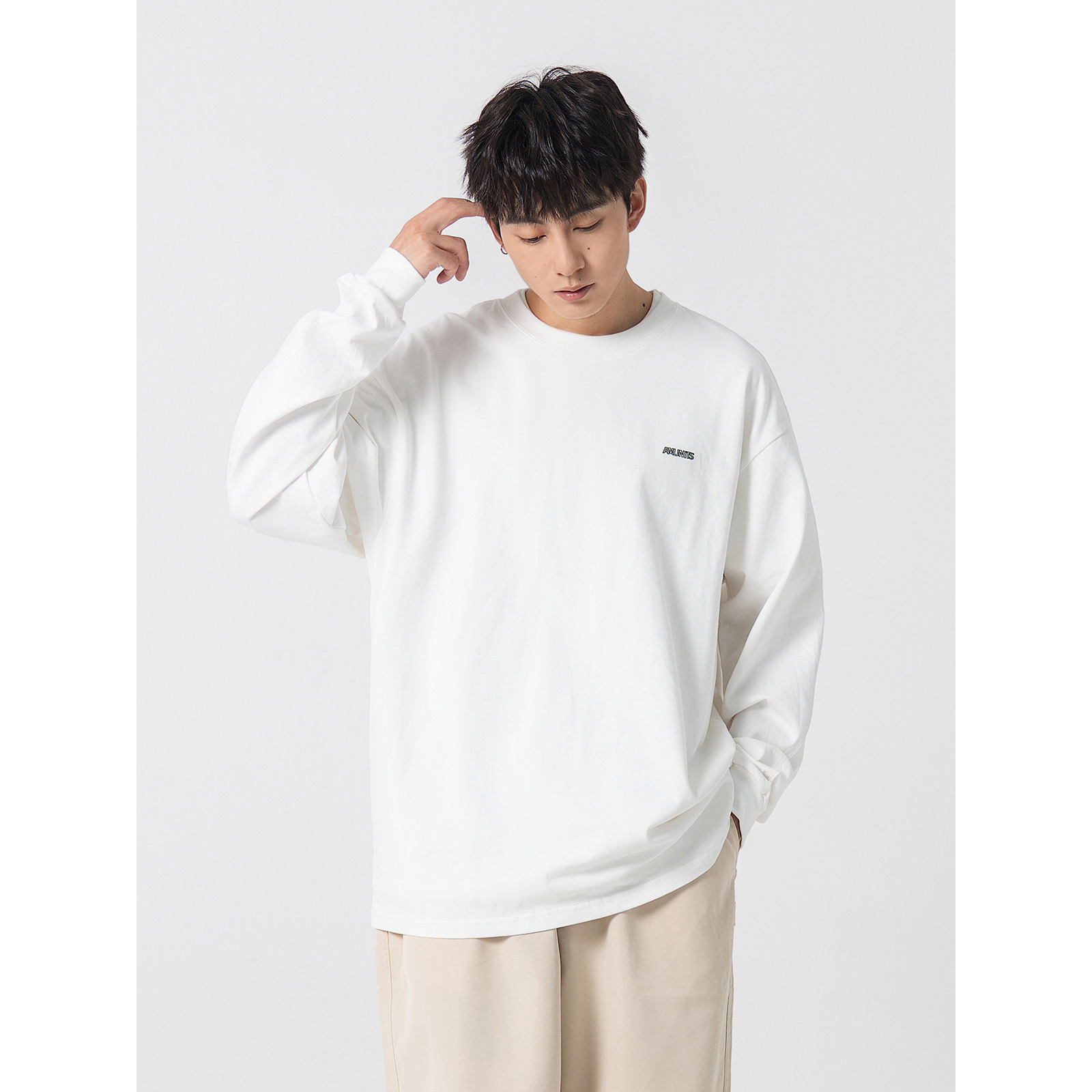 长袖小字母印花26织双纱260g