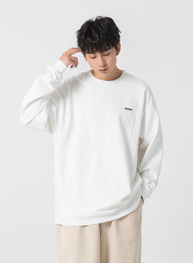 YOKE STUDIO 26织双纱260g重磅长袖男春季新款日系小字母印花T恤