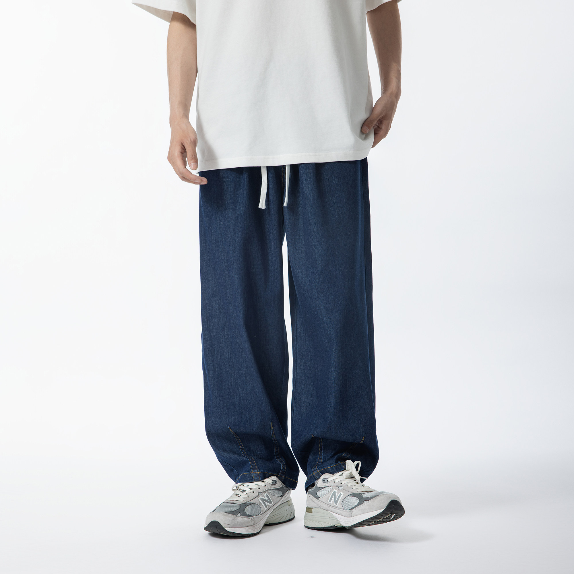 YOKE  STUDIO  夏季轻薄垂感休闲长裤男日系纯色宽松百