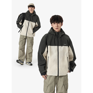 外套 休闲户外防水连帽夹克男女撞色拼接宽松工装 YOKE STUDIO美式