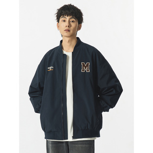 复古字母刺绣飞行员夹克男女秋季 美式 运动棒球服外套 STUDIO YOKE