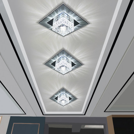 led轻奢水晶过道走廊灯玄关入户阳台灯嵌入式明装暗装简约现代