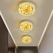 圆形轻奢玄关入户阳台灯爆款 水晶过道灯走廊灯LED嵌入式 射灯暗装