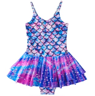 女童连体泳衣女孩裙式 夏 三角大中小童游泳衣可爱洋气宝宝吊带泳装