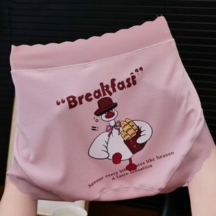 大码卡通新款纯棉内裤可爱螺纹印花少女个性舒适透气无痕三角裤夏