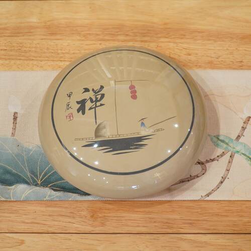 建水紫陶全手工亮光彩填茶饼盒