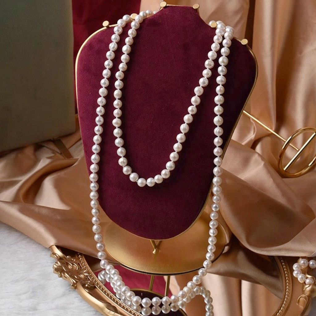 天然淡水真珍珠毛衣链女多层长款项链轻奢颈链搭配旗袍高级感配饰