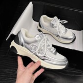 2025夏季 街拍软底轻便透气网面鞋 新款 真皮小香风休闲运动百搭时尚