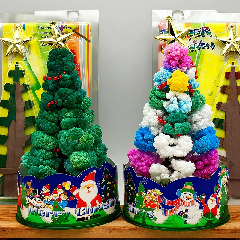 七彩圣诞树科学小实验魔法浇水开花结晶礼物节小玩具会开雪花纸树