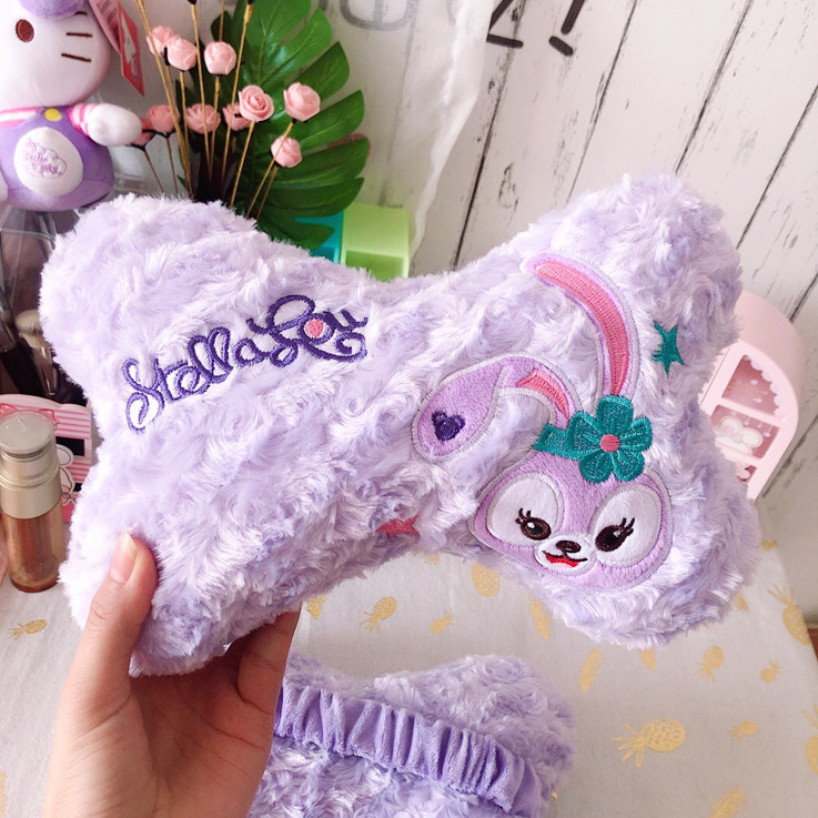 乐园可爱紫色款兔子汽车头枕护颈枕车枕头靠枕汽车装饰五角星腰靠