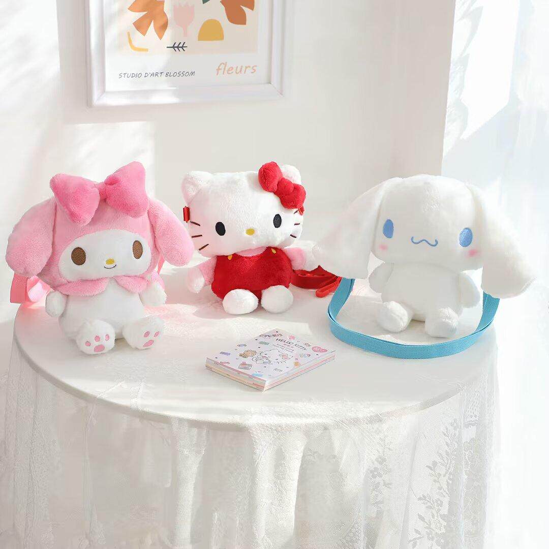 日系可爱卡通美乐蒂小玩偶毛绒公仔单肩包斜挎包手机包女生礼物