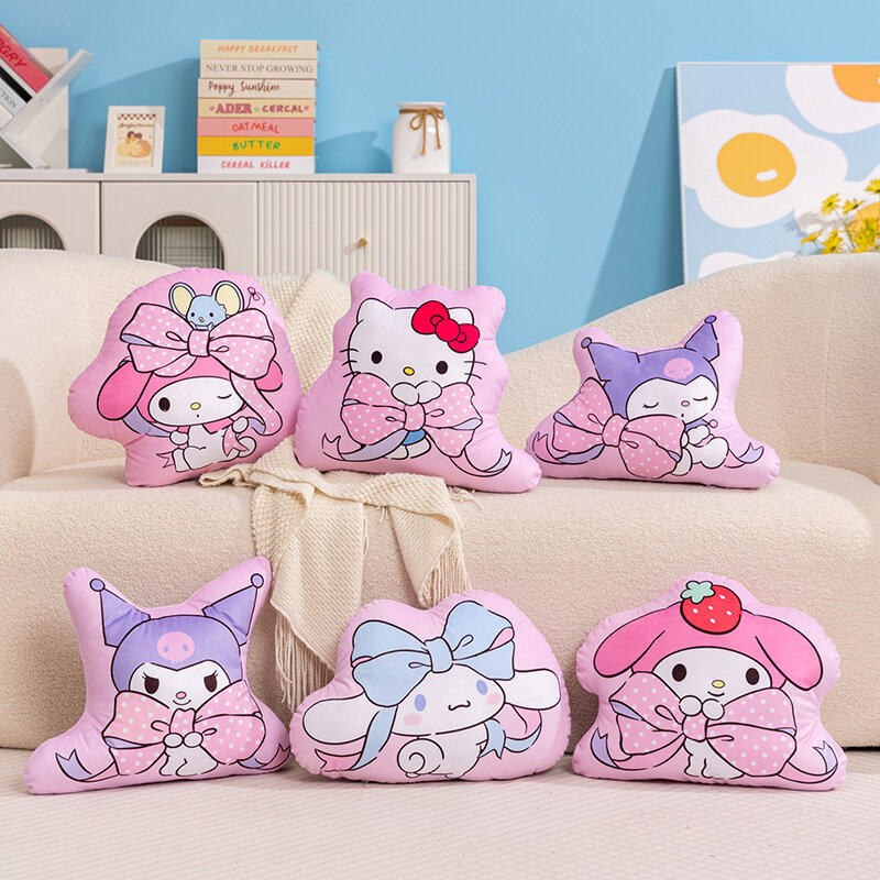 日系可爱卡通蝴蝶结库洛米美乐蒂印花抱枕靠枕居家沙发床头靠礼物