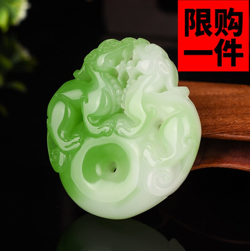 和田玉貔貅平安扣吊坠青花白玉时来运转挂件招财貔貅玉坠玉佩项链