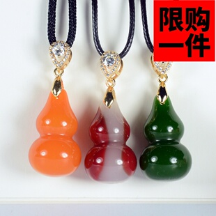 和田玉S925银镶嵌葫芦吊坠黄龙玉福绿寿项链坠碧玉镶嵌葫芦挂件