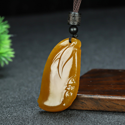 和田玉糖玉蝙蝠竹节吊坠糖料玉节节高祝福挂件福寿如意玉坠平安牌