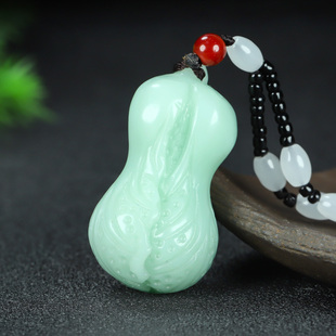 新疆和田玉白菜遇百财玉佩且末蓝百财来财玉白菜吊坠挂件项链包坠