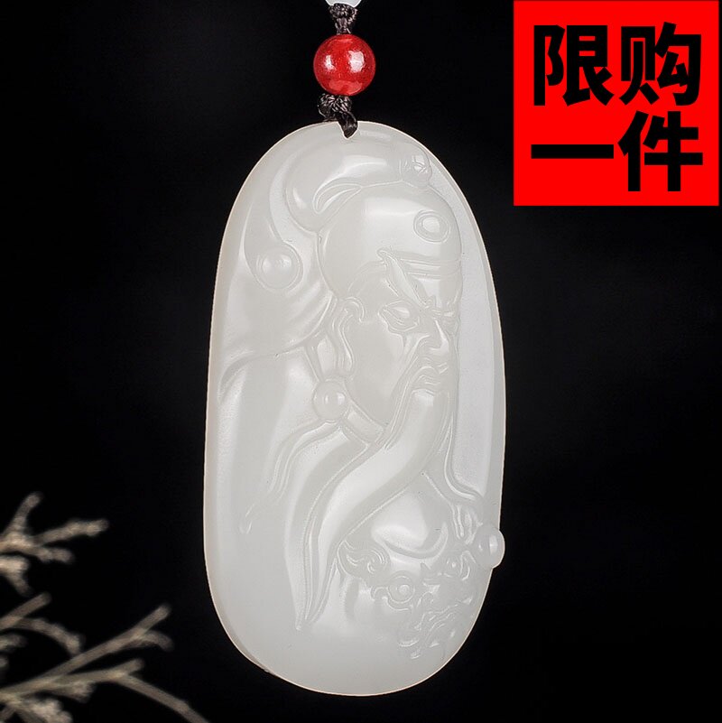 挂件新疆羊脂玉武财神关公吊坠