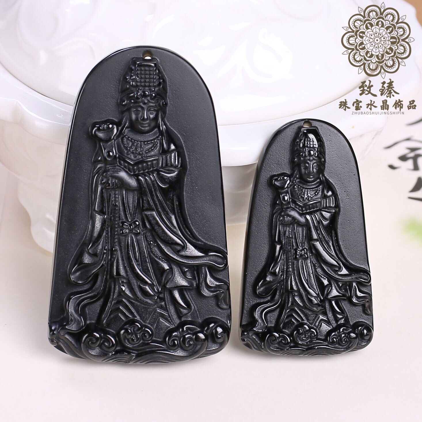 国风情侣黑曜石吊坠天后妈祖娘娘