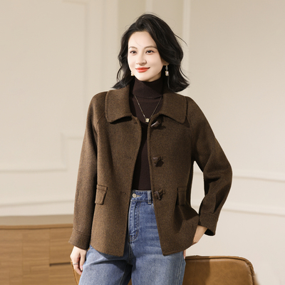 秋冬新款双面羊绒大衣短款