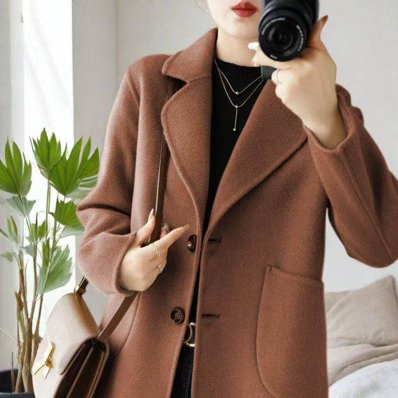 新款双面羊毛大衣显气质西装外套