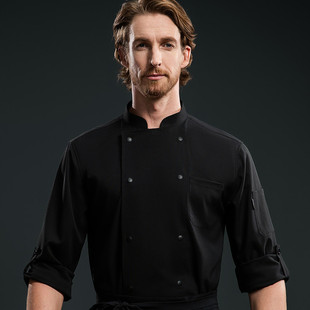 新品酒店高端厨师长工作服饭店火锅西餐烹饪学校食堂黑色私厨定制