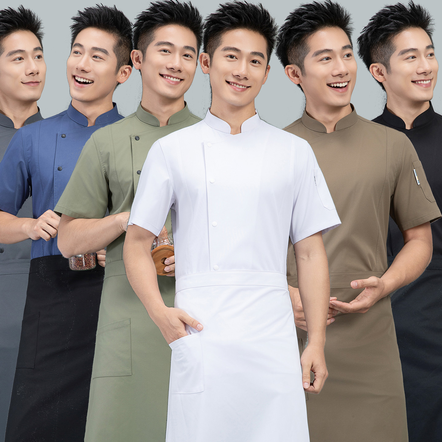 高端冰丝厨师工作服短袖定制夏季图片