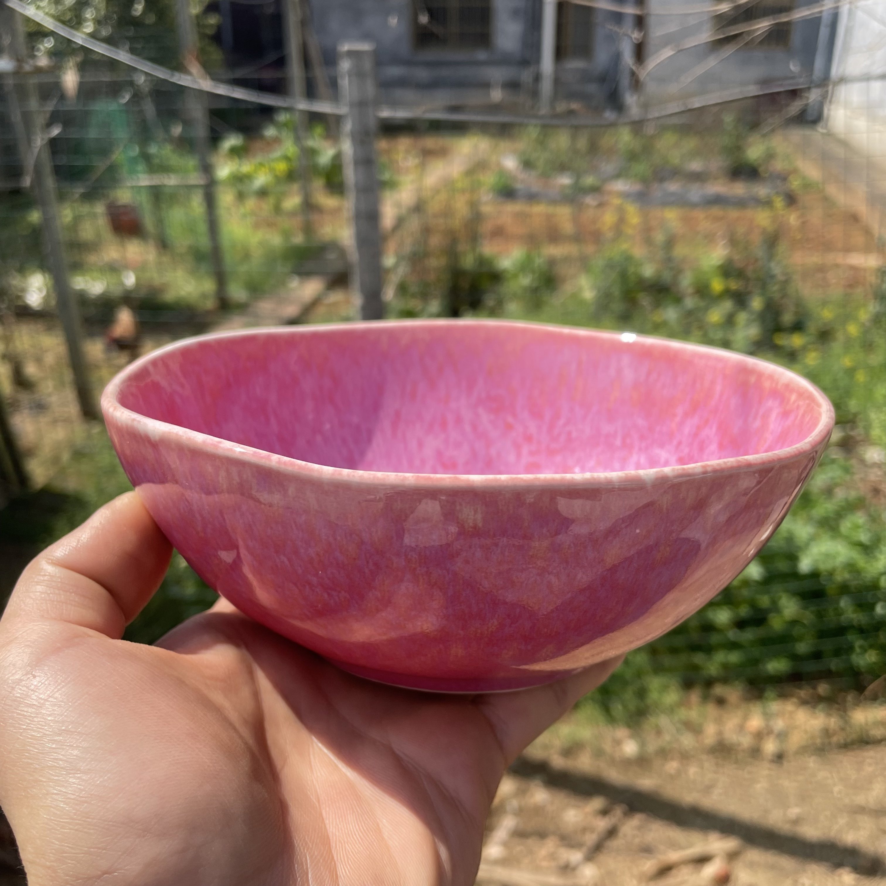 粉红色窑变釉下彩陶瓷异形汤碗个性不规则吃面碗家用菜碗西餐厅具