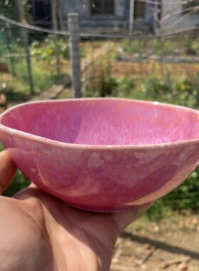 粉红色窑变釉下彩陶瓷异形汤碗个性不规则吃面碗家用菜碗西餐厅具