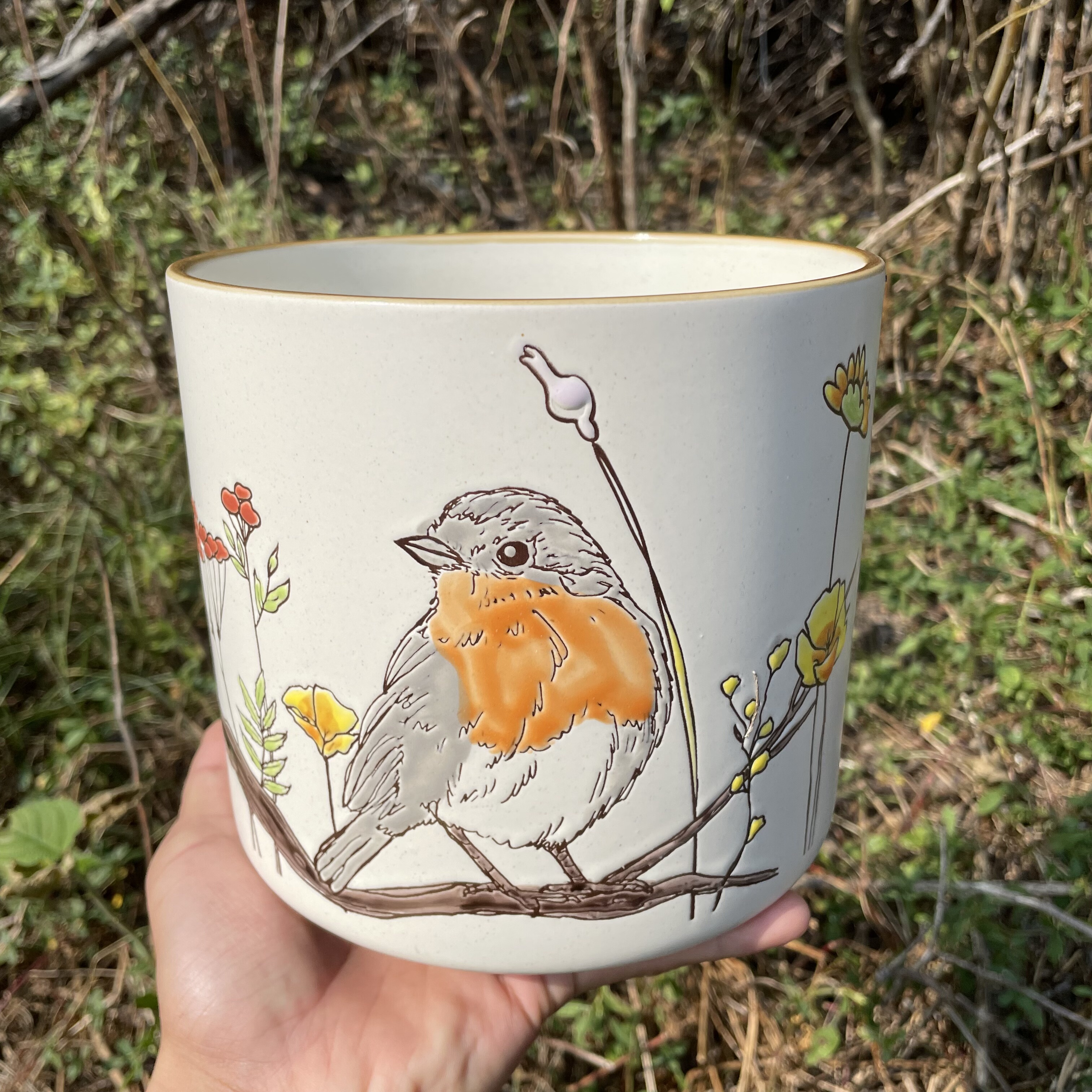 外贸出口手绘小鸟陶瓷花盆家用客厅插花器创意个性花瓶厨房收纳罐,家居饰品,花盆,淘宝优惠券,粉丝福利购,淘宝优惠卷