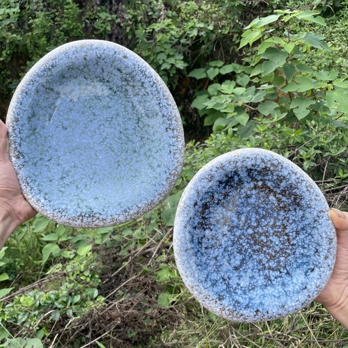 粗陶创意窑变釉下彩陶瓷盘子日式复古家用菜盘餐盘餐厅餐具水果盘