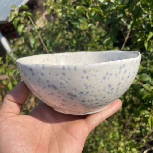 ins风蓝色泼墨碗韩系陶瓷家用菜碗简约高颜值酸奶沙拉早餐燕麦碗