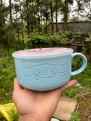 0019玉桂狗泡面碗大容量微瑕陶瓷带饭碗大耳狗饭盒宿舍卡通带手柄