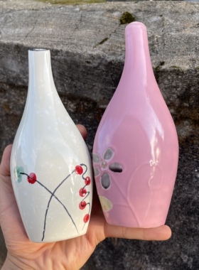 外贸陶瓷花瓶精品桌面装饰摆件手绘插花瓶小口径家用水培绿植花器