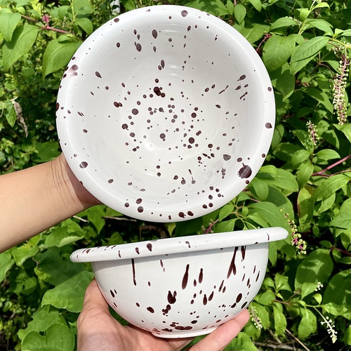 胖胖边泼墨碗ins风陶瓷碗家用沙拉碗汤碗面碗燕麦碗酸奶碗甜品碗