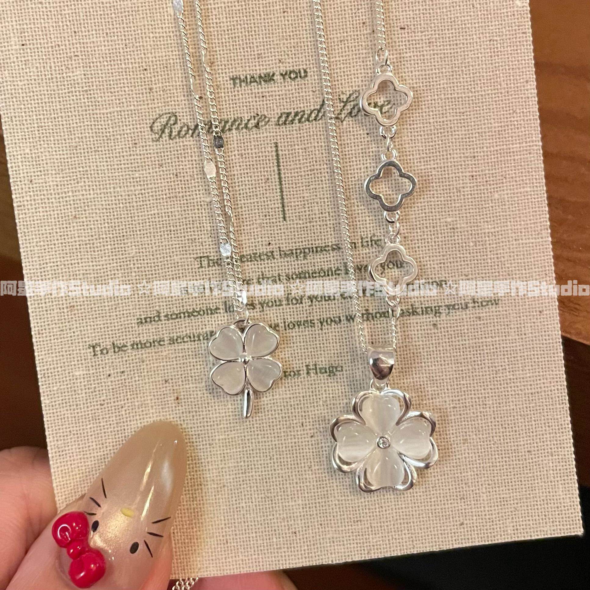 阿星手作足银四叶草锁骨链送妈妈