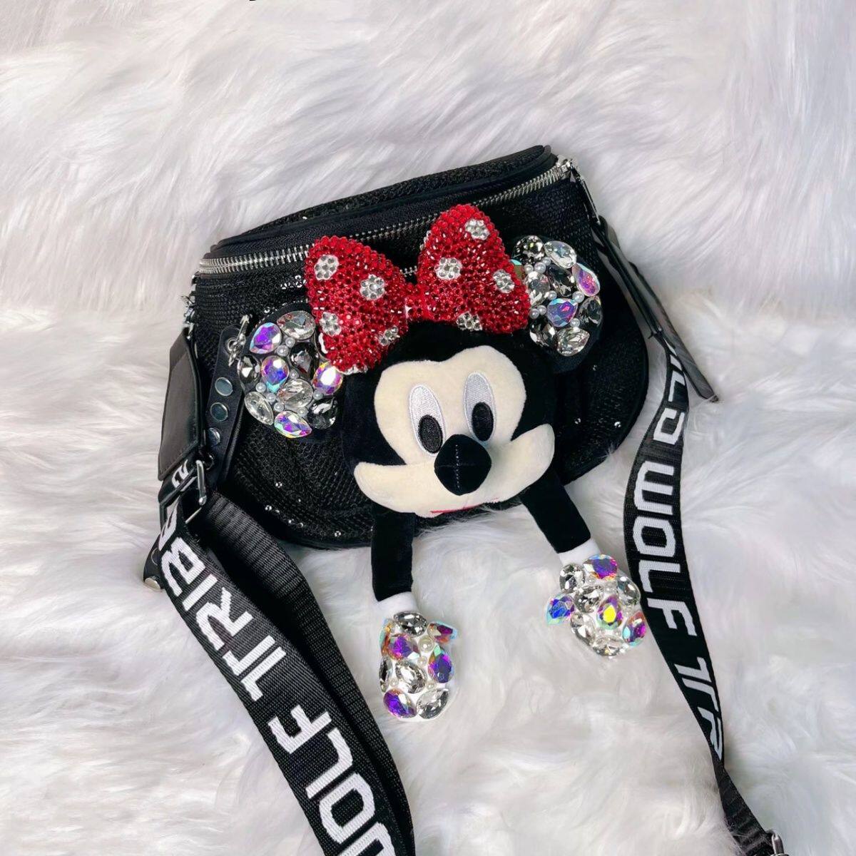 （米妮控专属）镶钻新款牛仔米妮手提包可爱公仔单肩斜挎包