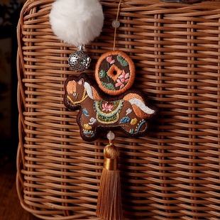 马上有钱刺绣手工平安符diy材料包生肖马年本命年挂件礼物送男友