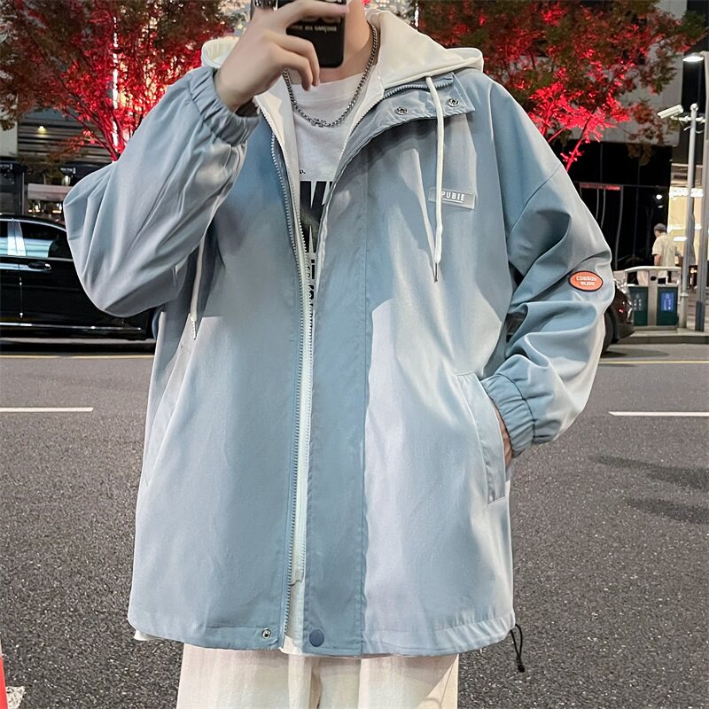 秋款新品假两件连帽男女休闲夹克外套JK2122-JK303-P-65图片