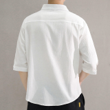 夏季立领洗水棉皱透气吸汗男七分袖宽松大码潮男装衬衣C1020-P24，男装衬衫，星座1109-2