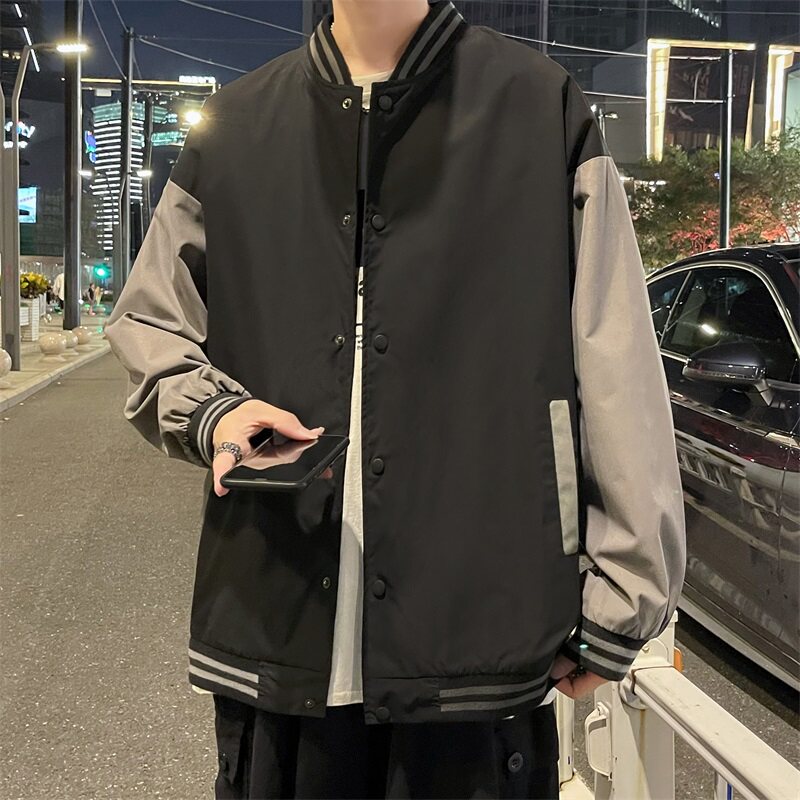 春秋季夹克男宽松港风球服外套韩版大码上衣W585-J6713-P40图片