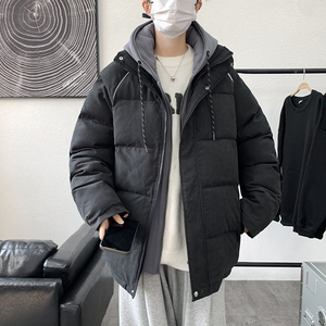 衣外套男潮ins冬季加厚发光条假两件韩版潮流情侣新款冬装P75图片