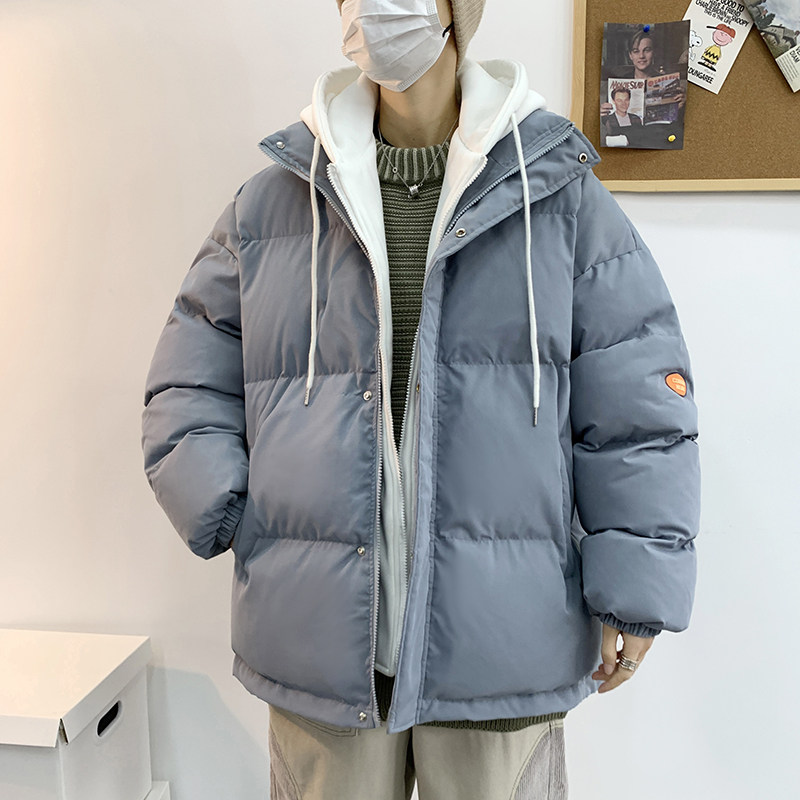 韩版宽松假两件连帽衣外套男港风休闲羽绒大码服MY3012P75图片