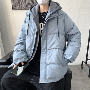 衣外套男潮牌ins冬季加厚假两件韩版潮流情侣新款冬装W969-P75图片