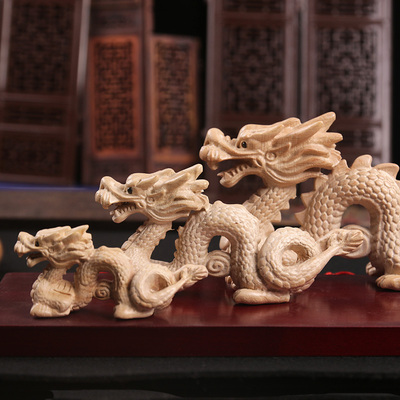 青龙祥龙摆件桃木原木整料无拼接原木把件民族风福禄相伴龙葫芦龙