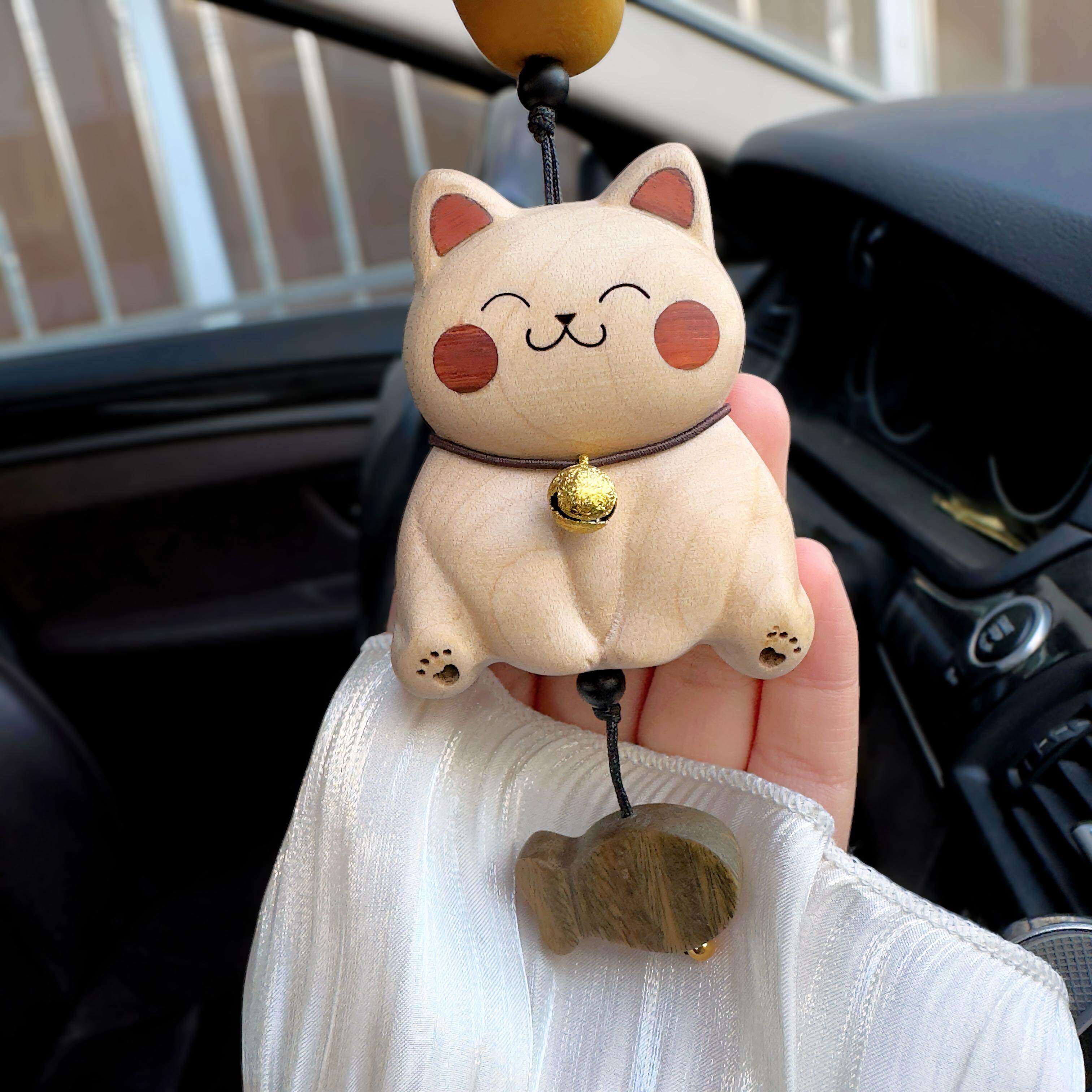 蛇宝招财猫猫鱼~木制家居装饰包挂汽车挂件新款车载挂饰创意礼物
