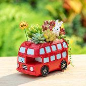 创意复古双层巴士汽车花盆DIY个性 多肉组合幼儿园肉肉植物盆栽