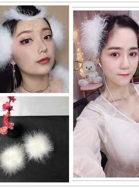 古风发夹外出游玩拍照白色羽毛