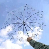 透明雨伞户外长柄网红伞男女清新个性 低价批量广告定制礼品透明伞