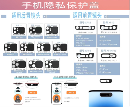 苹果手机151314前后置镜头专用遮挡贴防黑客偷窥保护隐私镜头滑盖